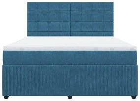 Κρεβάτι Boxspring με Στρώμα Μπλε 180x200 εκ. Βελούδινο - Μπλε