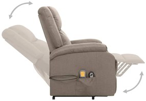 vidaXL Πολυθρόνα Μασάζ με Ανύψωση Taupe Υφασμάτινη