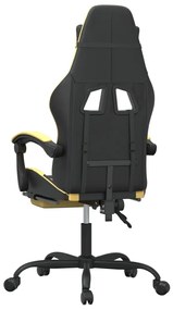 Καρέκλα Gaming Περιστρ. Υποπόδιο Μαύρος χρυσός Συνθετικό Δέρμα - Χρυσό