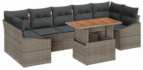 vidaXL Σετ Καναπέ Κήπου 8 pcs Γκρι Πολυέστερ και Κατασκευασμένο Ατσάλι