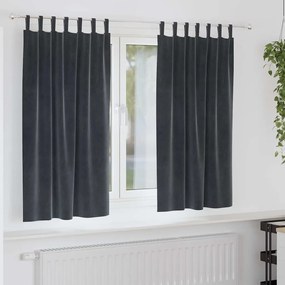 vidaXL Κουρτίνες με κουρτίνες 2 pcs Σκούρο γκρι 140 x 175 cm Βελούδο