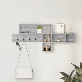 vidaXL Τοίχου Κρεμάστρα με ράφι Γκρι sonoma 100 x 12 x 43.5 εκ