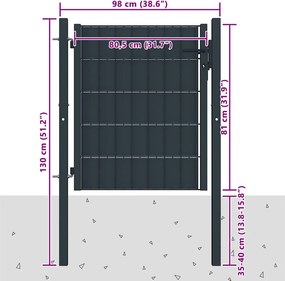 vidaXL Πόρτα Περίφραξης από PVC και Ατσάλι Ανθρακί 100x81 εκ.