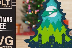 Intra απο ξύλο plywood 3mm-4mm πάχος - Χριστουγεννιάτικο δέντρο 3D Πολυστρωματική κοπή Δίασταση 40x50 cm INTRAFABR-76153567