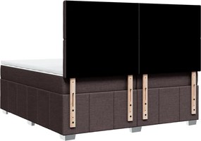 vidaXL Κρεβάτι Boxspring με Στρώμα Σκούρο Καφέ 200x200 εκ. Υφασμάτινο