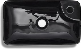 Νιπτήρας Μπάνιου με Οπή Βρύσης Μαύρος Κεραμικός