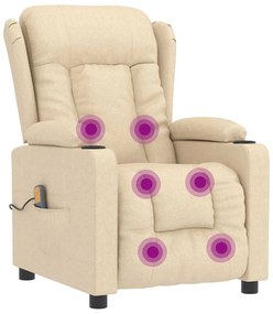 vidaXL Πολυθρόνα Μασάζ Κρεμ Υφασμάτινη