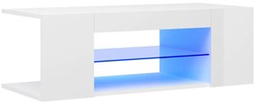 vidaXL Έπιπλο Τηλεόρασης με LED Γυαλιστερό Λευκό 90x39x30 εκ.