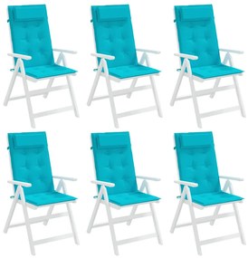 vidaXL Μαξιλάρια Καρέκλας με Ψηλή Πλάτη 6 τεμ. Τιρκουάζ Ύφασμα Oxford