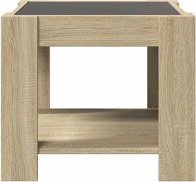 vidaXL Τραπεζάκι Σαλονιού με LED Δρυς 53x53x45 εκ. Επεξεργασμένο Ξύλο