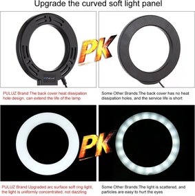 Δαχτυλίδι LED λάμπα Puluz με ρυθμιζόμενη βάση PU391
