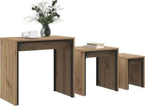 vidaXL Τραπεζάκι σαλονιού 3 pcs Artisan Oak Επεξεργασμένο ξύλο