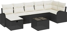 vidaXL Σετ Καναπέ Κήπου με μαξιλάρι 8 pcs Μαύρο Πολυ ράταν