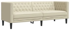 Καναπές Chesterfield 3 τεμαχίων σετ Cream Faux Leather - Κρεμ