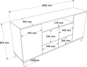 Κονσόλα ’μμου / Δρυς GODAO 180x44.5x82.4