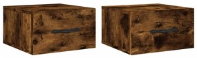 vidaXL Κομοδίνα Επιτοίχια 2 τεμ. Καπνιστή Δρυς 35x35x20 εκ.