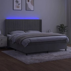 ΚΡΕΒΑΤΙ BOXSPRING ΜΕ ΣΤΡΩΜΑ &amp; LED ΑΝ.ΓΚΡΙ 160X200 ΕΚ. ΒΕΛΟΥΔΙΝΟ 3139691