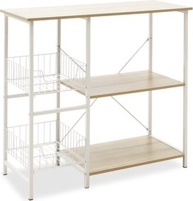 Επιδαπέδια ραφιέρα Noon pakoworld με MDF χρώμα φυσικό-λευκό 80x34x75εκ