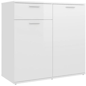 vidaXL Ντουλάπι με Συρτάρι Γυαλιστερό Λευκό 80x36x75 εκ. Επεξ. Ξύλο