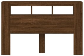 Κεφαλάρι Κρεβατιού με LED Καφέ Δρυς 160x18,5x103,5 εκ - Καφέ