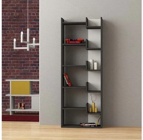 Βιβλιοθήκη μελαμίνης Oppa Megapap ανθρακί - λευκό 60x22x162εκ. GP037-0036,3-GP037-0036,3-Ανθρακί GP037-0036,3