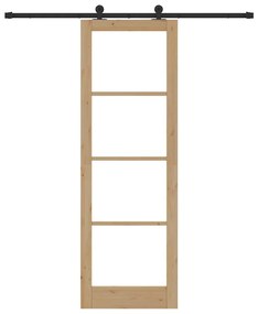 vidaXL Συρόμενη Πόρτα Χειροκίνητος Καφέ 78 x 232 cm Ξύλο και μέταλλο