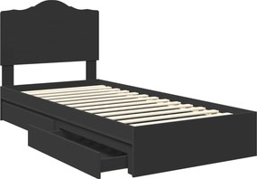 vidaXL Κρεβάτι Αποθήκης Μαύρο 100 x 200 cm Επεξεργασμένο Ξύλο
