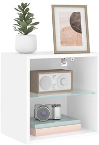 vidaXL Κομοδίνα Επιτοίχια με Φώτα LED 2 Τεμ. Λευκά