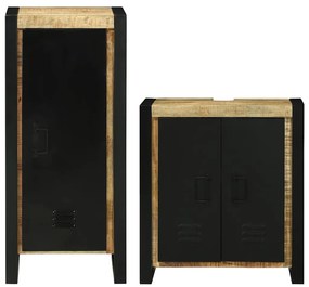 vidaXL Σετ Επίπλων Μπάνιου με αποθήκευση 2 pcs Καφέ Στερεό ξύλο μάνγκο