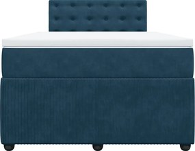 vidaXL Κρεβάτι Boxspring με Στρώμα Μπλε 120x200 εκ. Βελούδινο
