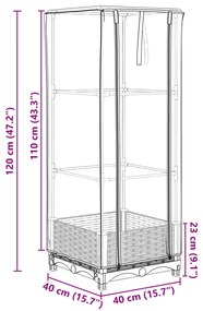 Ζαρντινιέρα Υπερυψ. Κάλυμμα Θερμοκηπίου Όψη Ρατάν 40x40x123 εκ. - Μαύρο