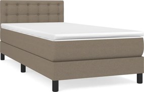 vidaXL Κρεβάτι Boxspring με Στρώμα Taupe 90x200 εκ. Υφασμάτινο
