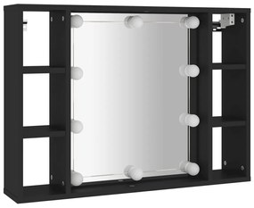 Έπιπλο Καθρέπτη με LED Μαύρο 76 x 15 x 55 εκ. - Μαύρο