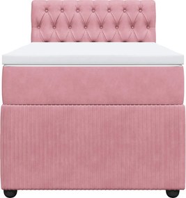 vidaXL Κρεβάτι Boxspring με Στρώμα Ροζ 100x200 εκ. Βελούδινο