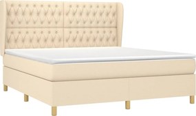 vidaXL Κρεβάτι Boxspring με Στρώμα Κρεμ 180x200 εκ. Υφασμάτινο
