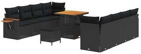 vidaXL Σετ Καναπέ Κήπου με μαξιλάρι 11 pcs Μαύρο 80 x 80 x 71 cm