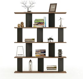 Βιβλιοθήκη Ratu pakoworld ανθρακί με oak 120x24,6x141εκ