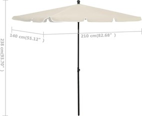 vidaXL Ομπρέλα Κήπου με Ιστό Χρώμα της Άμμου 210 x 140 εκ.