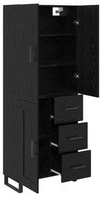 vidaXL Highboard με συρτάρι 2 pcs Μαύρη Οξυά Σύνθετο Ξύλο και Γυαλί