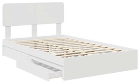 vidaXL Κρεβάτι Αποθήκης Λευκό 120 x 200 cm Επεξεργασμένο ξύλο