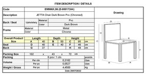 Καρέκλα Jetta-I Χρώμιο/PVC Σκ.Καφέ Συσκ.6τμχ 40x50x95cm