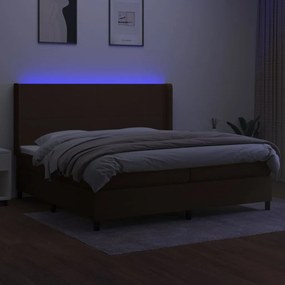 ΚΡΕΒΑΤΙ BOXSPRING ΜΕ ΣΤΡΩΜΑ &amp; LED ΣΚ.ΚΑΦΕ 200X200ΕΚ. ΥΦΑΣΜΑΤΙΝΟ 3138184