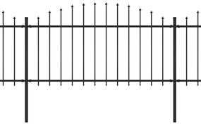 vidaXL Κάγκελα Περίφραξης με Λόγχες Μαύρα (1,25-1,5) x 5,1 μ. Ατσάλινα