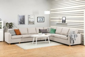 Γωνιακός Καναπές Scandinavian Choice C160, Beige, Δρυς, 345x285x86cm, Πόδια: Ξύλο | Epipla1.gr