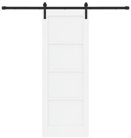 vidaXL Συρόμενη Πόρτα με Σετ Υλικών Λευκή 73.5x198.5 εκ. Συμπαγές Ξύλο Πεύκο