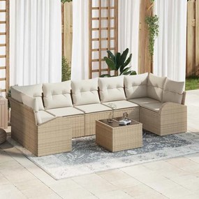 vidaXL Σετ Καναπέ Κήπου 8 pcs Μπεζ 55 x 55 x 37 εκ συνθετικό ρατάν