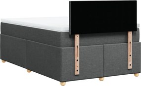 vidaXL Κρεβάτι Boxspring με Στρώμα Σκούρο Γκρι 120x200 εκ. Υφασμάτινο