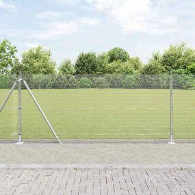 vidaXL Φράχτης με Στήλες. Ασημί 0.8 x 10 m Ατσάλι