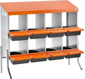 VEVOR Chicken Nesting Boxes, 8 Compartments, with Support Legs, Easy Egg Collection, Galvanized Steel and High-Strength Plastic, Roll Away Nesting Boxes for Chickens and Hens Laying Eggs, Orange