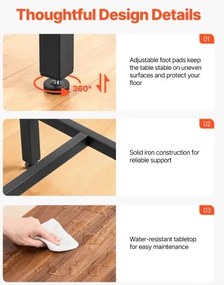 VEVOR Bar Table, 3PCS 1193.8mm Bars Tables Set, Bar Tables and Chair Set with Rounded Edge Design, Rectangular Pub Table with Two Stools for Office Desk, Breakfast Corner, Mini Bars, Rustic Brown